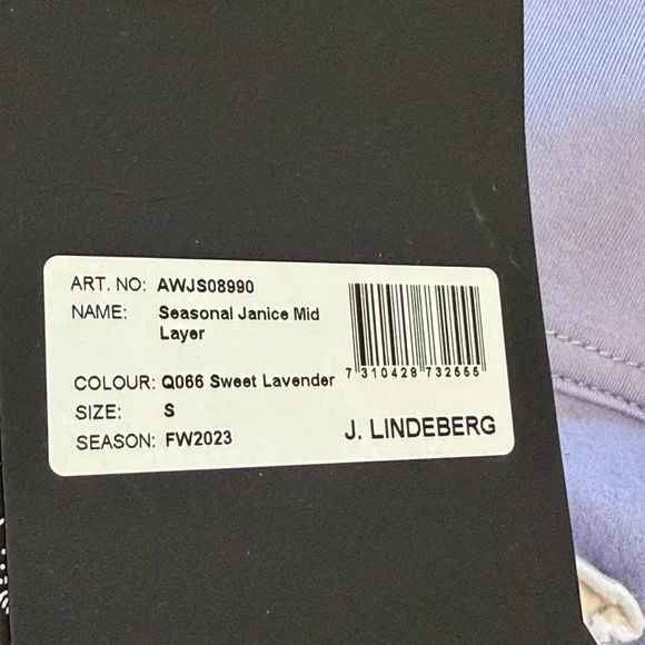 NWT J.Lindeberg Janice Mid Layer Golf Jacket in Lavender - Size Small - Picture 7 of 8